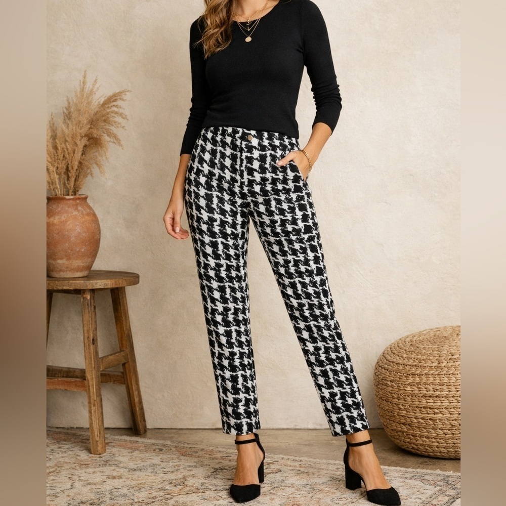 Parker Black White Houndstooth Skinny Pants Size 2
